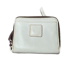 Dooney & Bourke Florentine Small Zip Around Wallet ecru Italian leather
